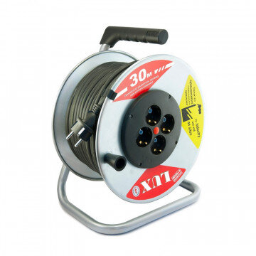 Удлинитель 30 м метал. катушка LUX КГ 3x1.5, 16А, 4 розетки с з/к 44130