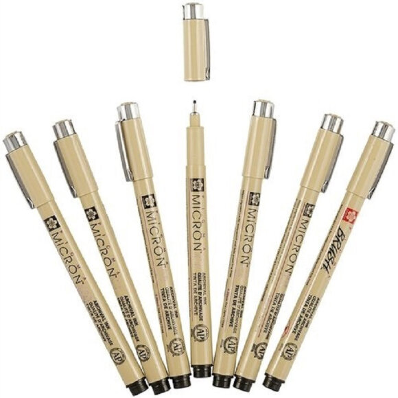 Набор капиллярных ручек Sakura Pigma Micron 6 + brush, POXSDK7B