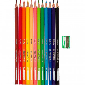 Карандаши цветные 12цв 6-гран,точилка Kores 96312.01 Карандаши цветные 12цв 6-гран,точилка Kores 96312.01