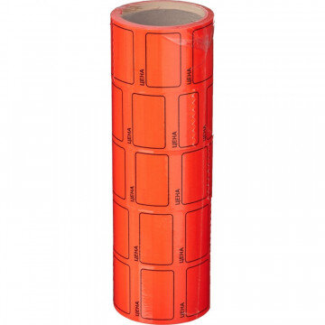 Ценники самоклеящиеся Цена 35x25мм, красная 250шт/рул, 5 рул/уп