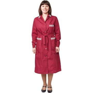 Халат для горничных и уборщиц у01-ХЛ дл.рукав бордо(р.52-54) 158-164