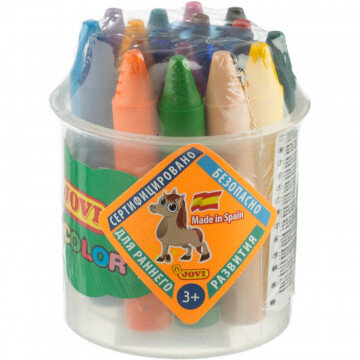 Мелки восковые JOVI  круглые, 16 цв с точилкой в стакане, арт.980/16