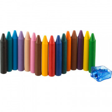 Мелки восковые JOVI  круглые, 16 цв с точилкой в стакане, арт.980/16