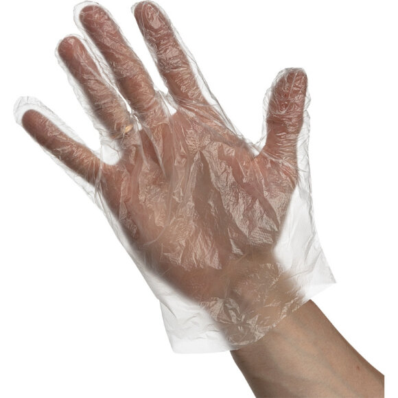 Перчатки одноразовые полиэтиленовые прозрачные р-р L 26x13,5см (50 пар/уп)
