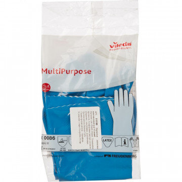 Перчатки хозяйственные латексные Многоцелевые Vileda, синий, M, 100753
