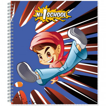 Тетрадь общая №1School,Мальчик-аниме1,48л,клет,А5,мет.греб,обл.мел