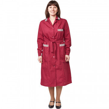 Халат для горничных и уборщиц у01-ХЛ дл.рукав бордо(р.60-62) 158-164