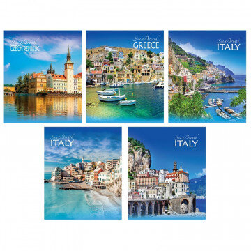 Тетрадь общая А4,80л,клетка,скоба Побережье ТО80А49507 5видов