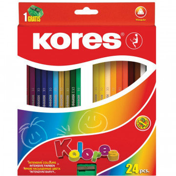 Карандаши цветные 24цв 3-гран,точилка Kores 93324.01 Карандаши цветные 24цв 3-гран,точилка Kores 93324.01