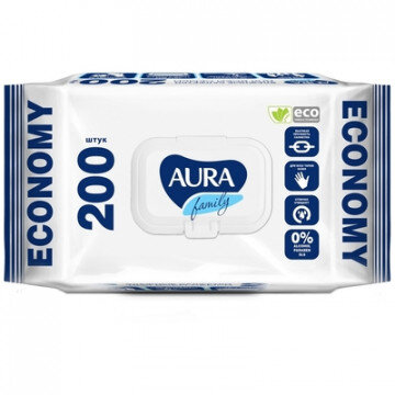 Салфетки влажные AURA для всей семьи 200 шт./уп. Салфетки влажные AURA для всей семьи 200 шт./уп.