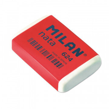 Ластик пластиковый Milan nata 624 белый, карт. держатель