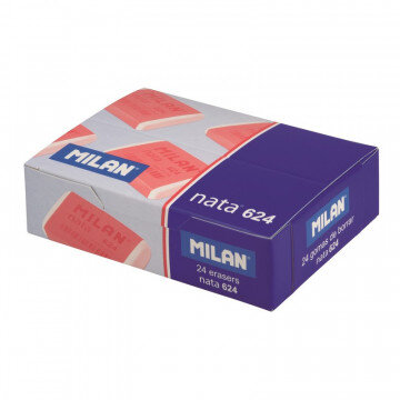 Ластик пластиковый Milan nata 624 белый, карт. держатель