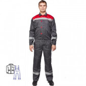 Спец.одежда летняя Костюм муж. л20-КПК сер/красн (р.56-58) 158-164