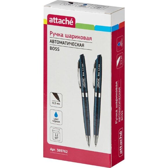 Ручка шариковая Attache Boss,синий корпус,цвет чернил-синий