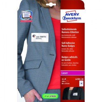 Бейдж Самоклеющийся белый,80х50 мм 20л., L4785 Бейдж Самоклеющийся белый,80х50 мм 20л., L4785