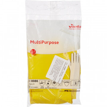 Перчатки хозяйственные латексные Многоцелевые Vileda, желтый, M, 100759