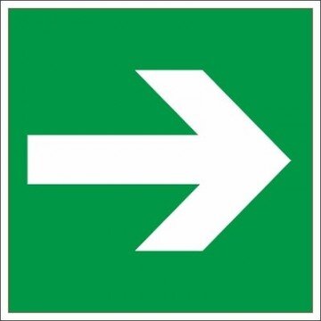 Знак безопасности E02-01 Направляющая стрелка (пластик,ф/л,200х200)