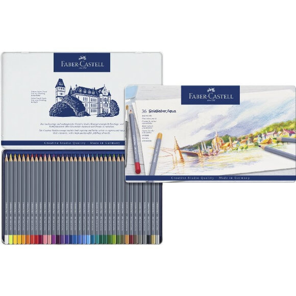 Карандаши акварельные Faber-Castell Goldfaber Aqua, 36цв,метал.короб,114636 Карандаши акварельные Faber-Castell Goldfaber Aqua, 36цв,метал.короб,114636