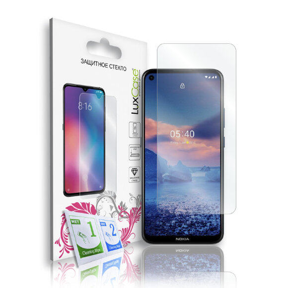 Защитное стекло Nokia 5.4, LuxCase, плоское, 0.2 мм, прозрачное, 83046