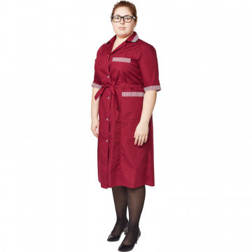 Халат для горничных и уборщиц у01-ХЛ кор.рукав бордо(р.44-46) 170-17