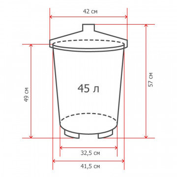 Бак для отходов 45л пластик, зеленый для пищ./непищ. прод.крышка-защелки