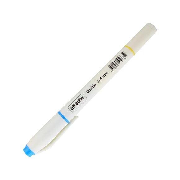Маркер выделитель текста Attache Double 1-4 мм желт/голубой