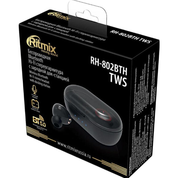 Наушники Ritmix RH-802BTH TWS Black Наушники Ritmix RH-802BTH TWS Black