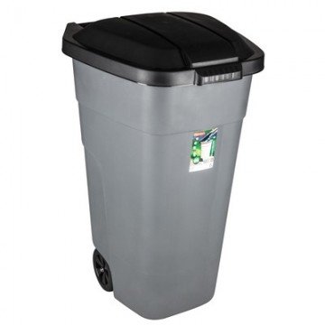 Контейнер-бак мусорный 110л пластик, цвет серый, на колесах