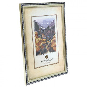 Фоторамка пластиковая 21x30, кружево/серебро 60068