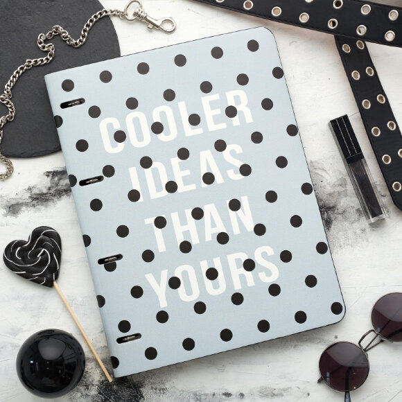 Бизнес-тетрадь Infolio А4 120 л, клетка, кольца, кож.зам. Dots серый N1824