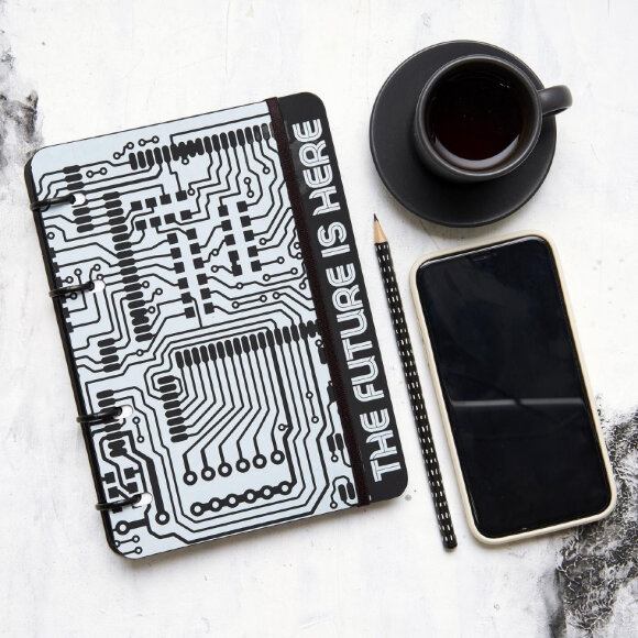 Бизнес-тетрадь А5, 120л. клетка, кольца, иск.кожа, резинка Scheme N2412