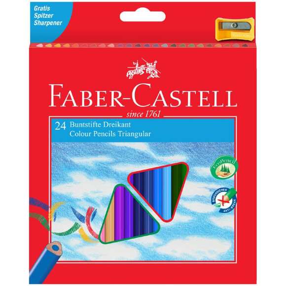 Карандаши цветные Faber-Castell 24цв., трехгран., заточен.,120524 Карандаши цветные Faber-Castell 24цв., трехгран., заточен.,120524
