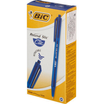 Ручка шариковая Bic Раунд Стик Клик автоматич, 0,4 мм, синяя Ручка шариковая Bic Раунд Стик Клик автоматич, 0,4 мм, синяя