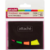 Клейкие закладки пласт. 4цв.по 25л. 12ммх45 + 25ммх45 Attache книжка