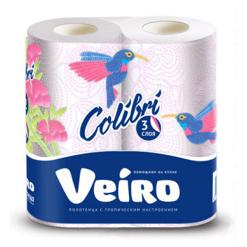 Полотенца бумажные VEIRO Colibri 3-сл.,белые с гол.тиснением,2рул./уп.8п32 Полотенца бумажные VEIRO Colibri 3-сл.,белые с гол.тиснением,2рул./уп.8п32