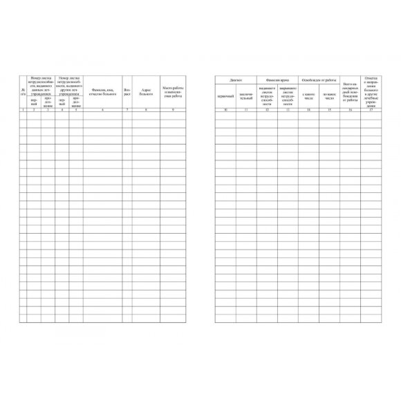 Журнал регистрации листков нетрудоспособности форма 036/У А4,24л КЖ-688/1