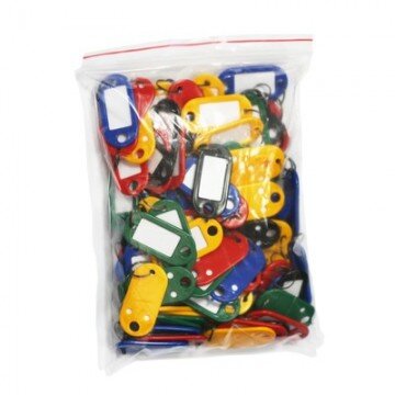 Бирки для ключей пластиковая, ассорти, 100шт./уп.