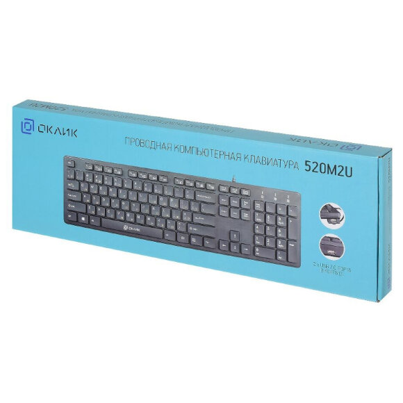 Клавиатура Oklick 520M2U черный/черный USB slim Multimedia Клавиатура Oklick 520M2U черный/черный USB slim Multimedia