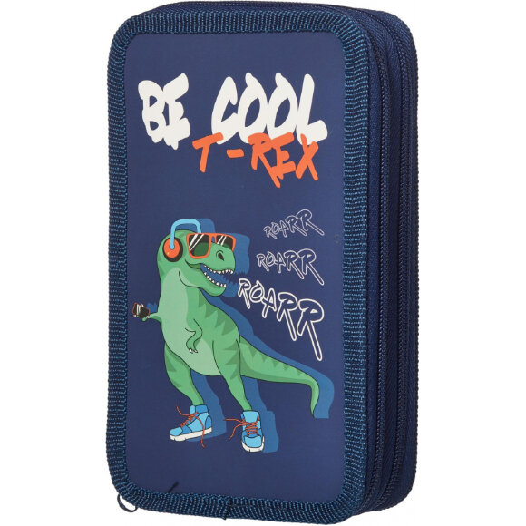 Пенал №1School Динозавр 2 отд., ламинат, софт тач, 190x110 мм, ПКК 11-6