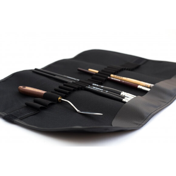 Пенал скрутка для хранения кистей Малевичъ, 34х48 см, черная, 195006