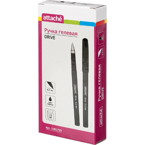 Ручка гелевая Attache, корп.черн., стерж. черный, неавтом
