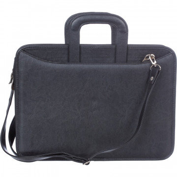 Портфель для документов кож/зам Карьера 360х310х120 мм  мод.162, черный