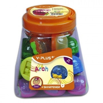 Точилка Y-plus Arch DSX0701 D детская с контейн 2 отв.до 8 и 11 мм.цв в асс