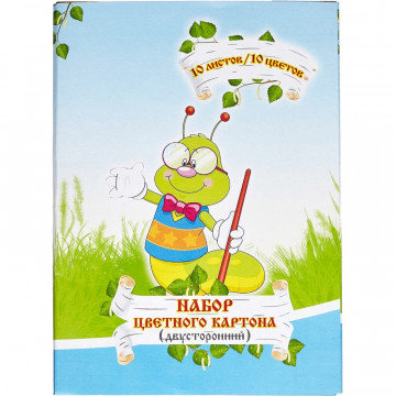 Картон цветной 10л,10цв,А4,двустор,Мультики Картон цветной 10л,10цв,А4,двустор,Мультики