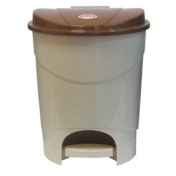 Ведро мусорное с педалью 19л пластиковое, бежевый мрамор