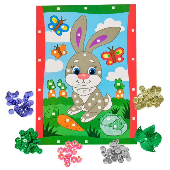 Набор для творчества с пайетками Каляка-Маляка ЗАЙКА И МОРКОВКИ А5, НПЗМКМ