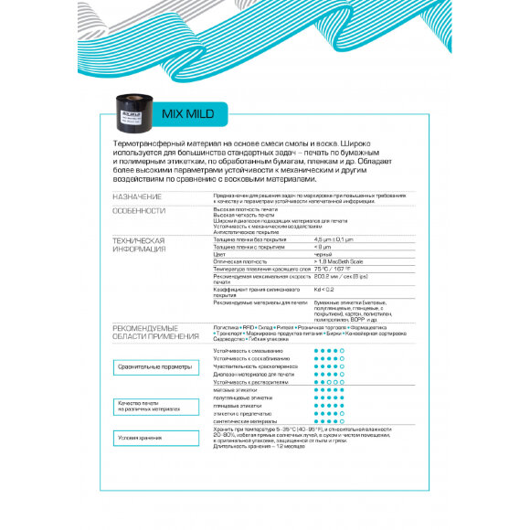 Риббон 110мм х 450м IN Mix Mild вт.25