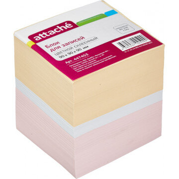 Блок для записей ATTACHE на склейке 9х9х9 цветной блок 80 г