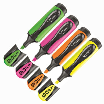 Маркер выделитель текста Maped ultra soft мягкий наконеч 1-5 мм набор 4 цв.