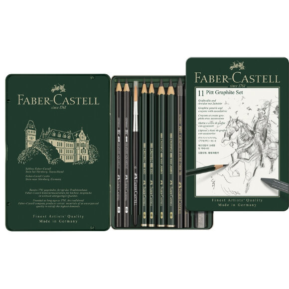 Набор карандашей ч/г Faber-Castell Pitt Graphite,11 предм, метал.кор,112972